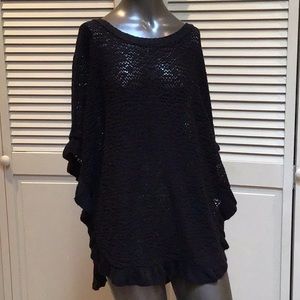 Inked & Faded Black Poncho